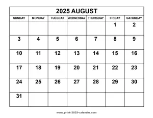 2025 august calendar