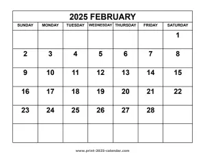 2025 february calendar