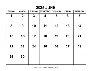 2025 june calendar