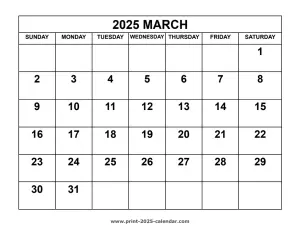 2025 march calendar