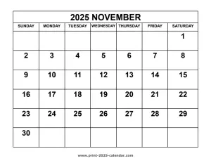 2025 november calendar