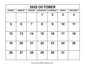 2025 october calendar