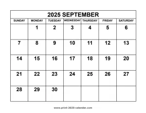 2025 september calendar