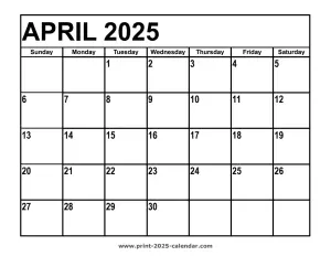 april 2025 printable calendar