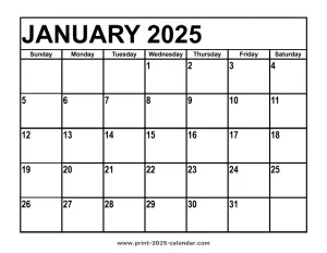 january 2025 printable calendar