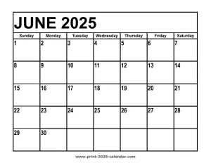 june 2025 printable calendar