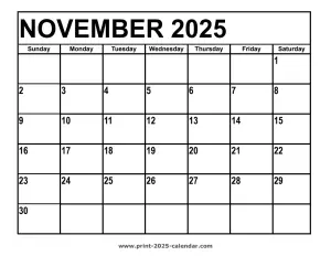 november 2025 printable calendar