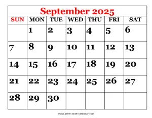 printable 2025 September calendar