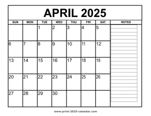 printable april 2025 calendar