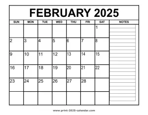 printable february 2025 calendar