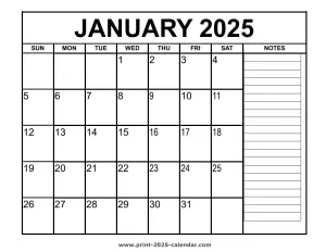 printable january 2025 calendar