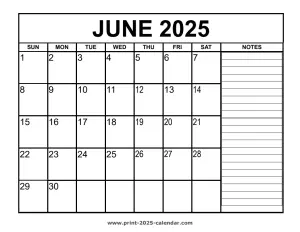 printable june 2025 calendar