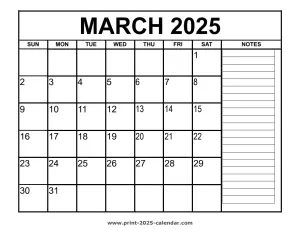 printable march 2025 calendar