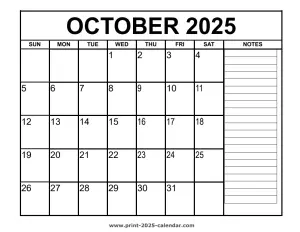 printable october 2025 calendar