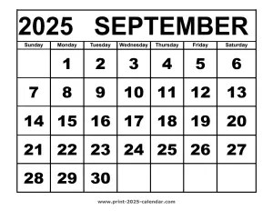 September 2025 calendar