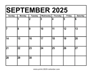 september 2025 printable calendar